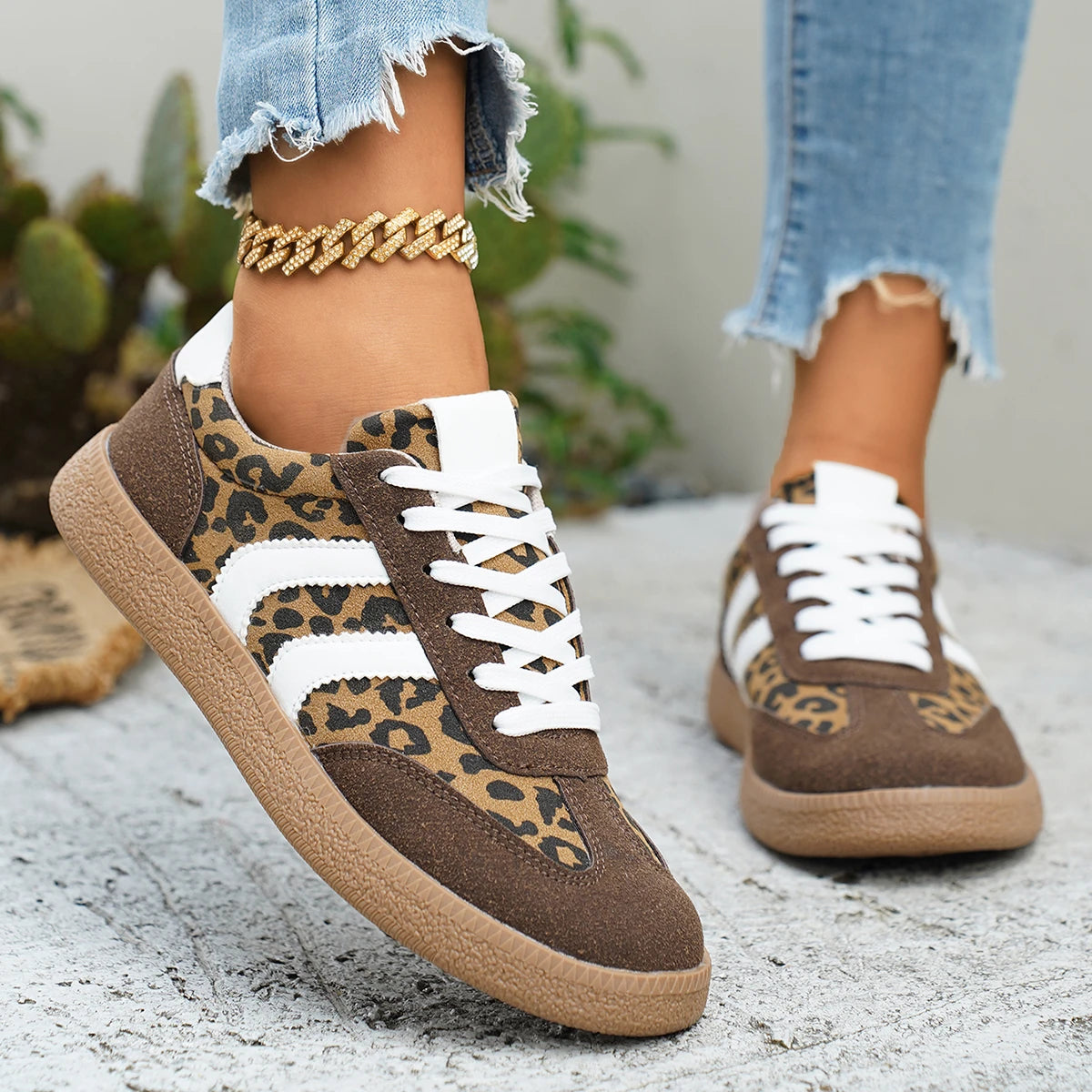 Leopard Print Casual Sneakers