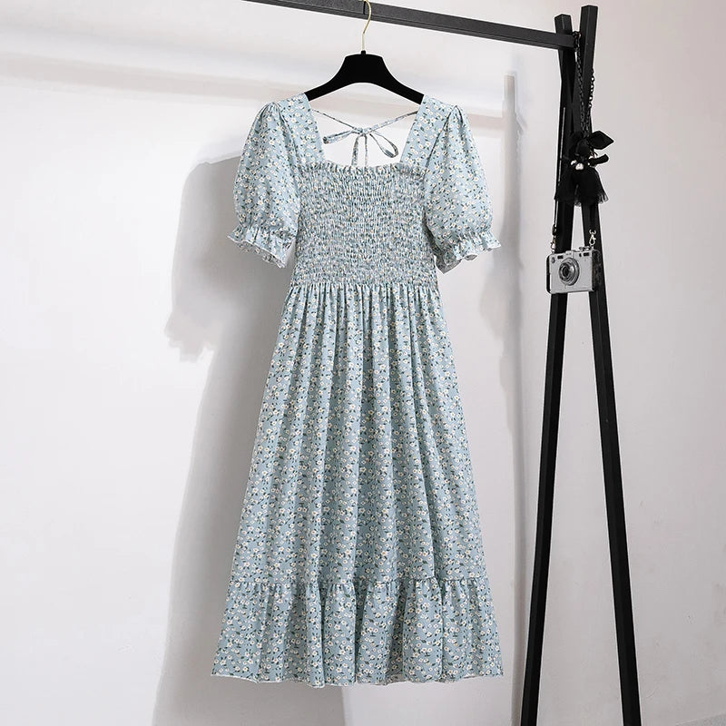 Summer Pleated Chiffon Dress