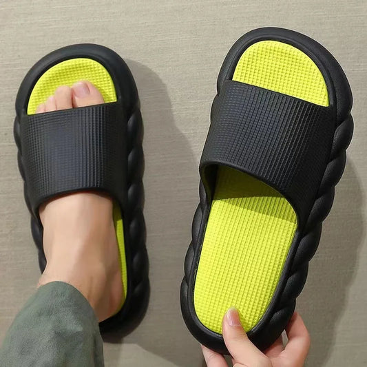 Wearing Thick Soled Slippers