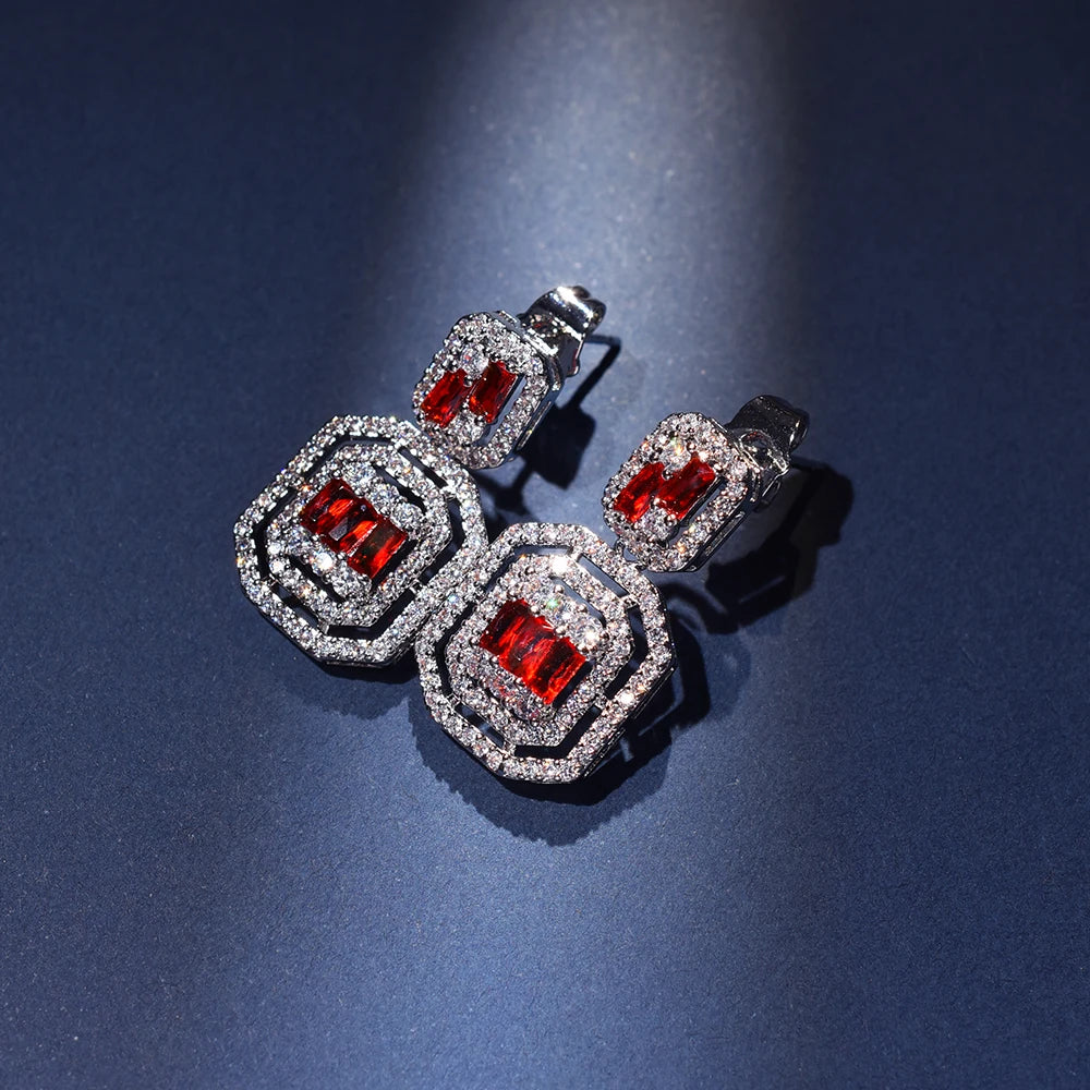 Full Zircon Drop Earrings