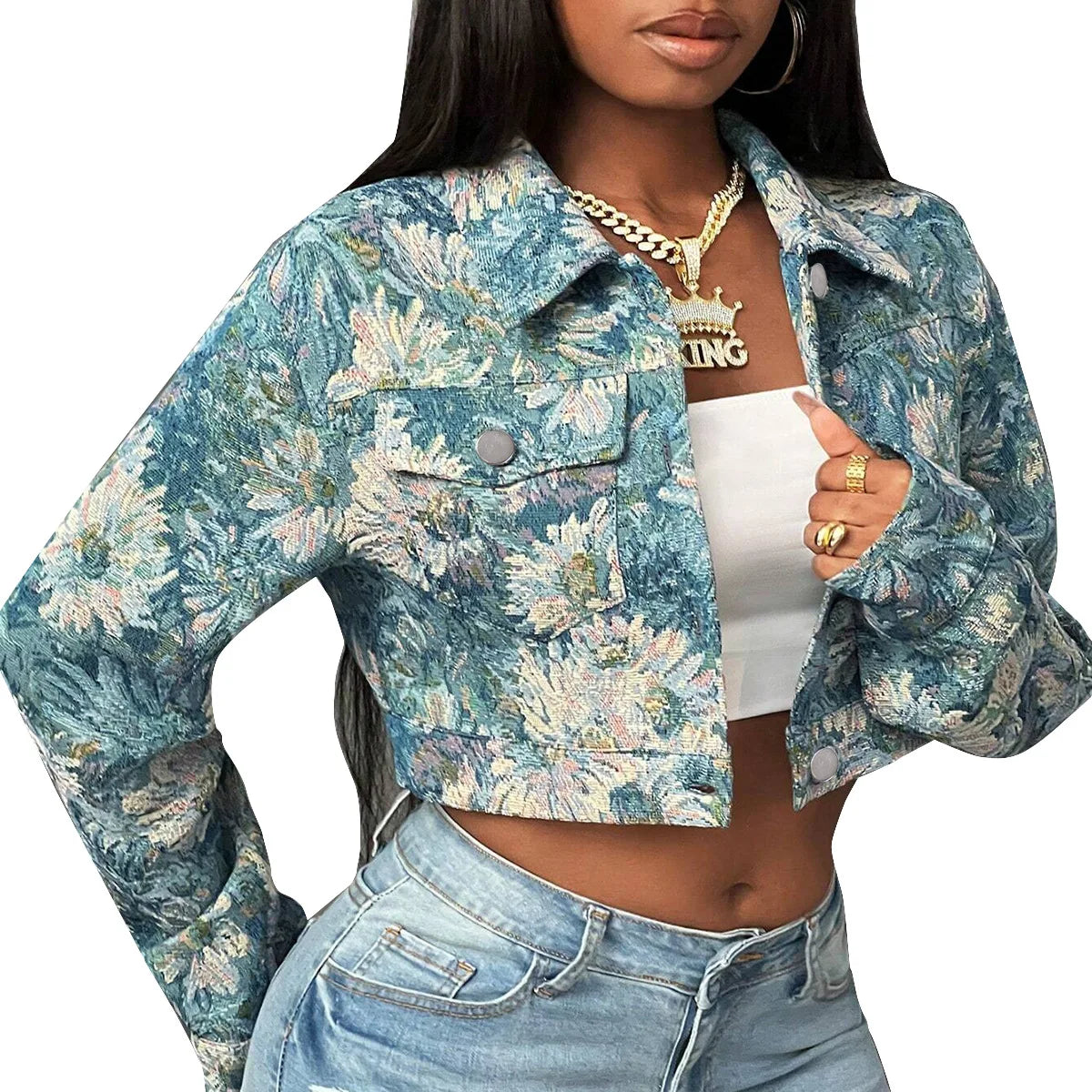 Floral Brocade Cropped Jacket