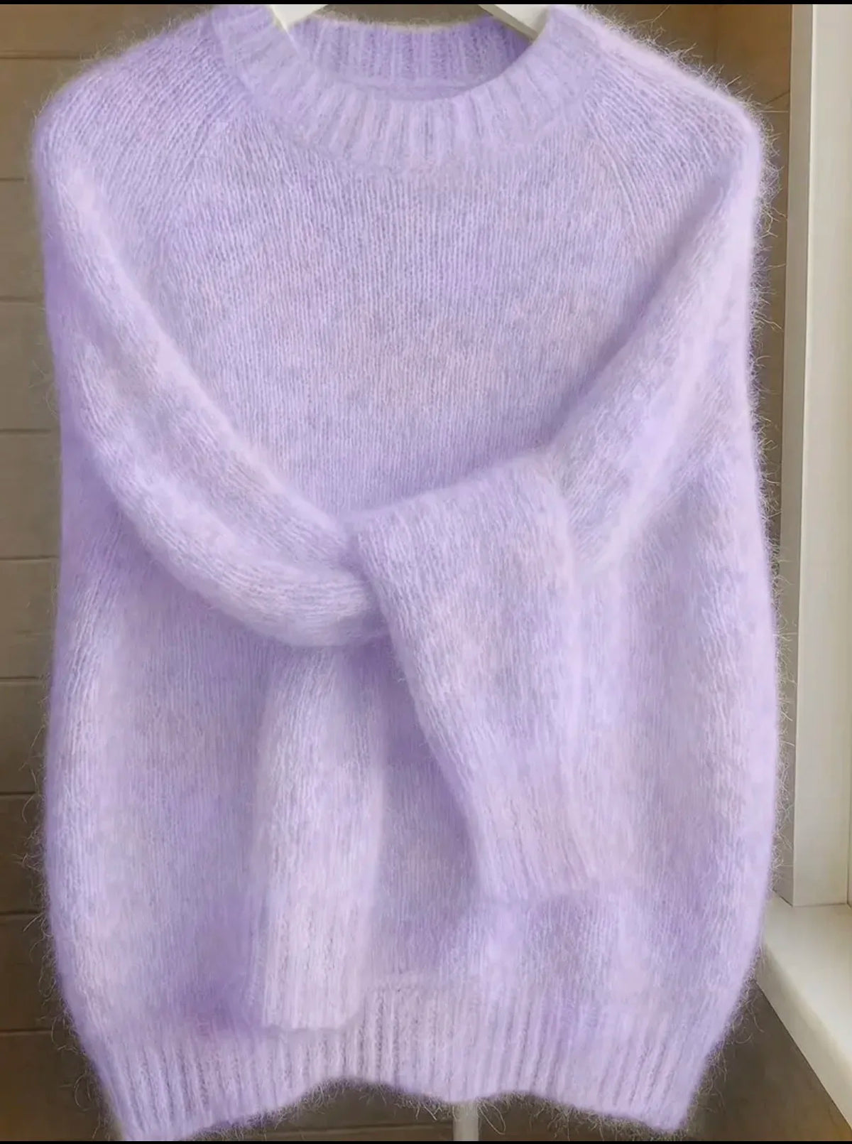 Solid Round Neck Knit Sweater