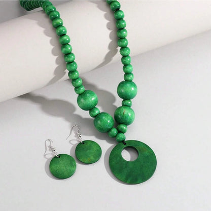 Bohemian Wooden Bead Jewelry Set