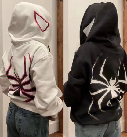 Spider Print Full-Zip Hoodie