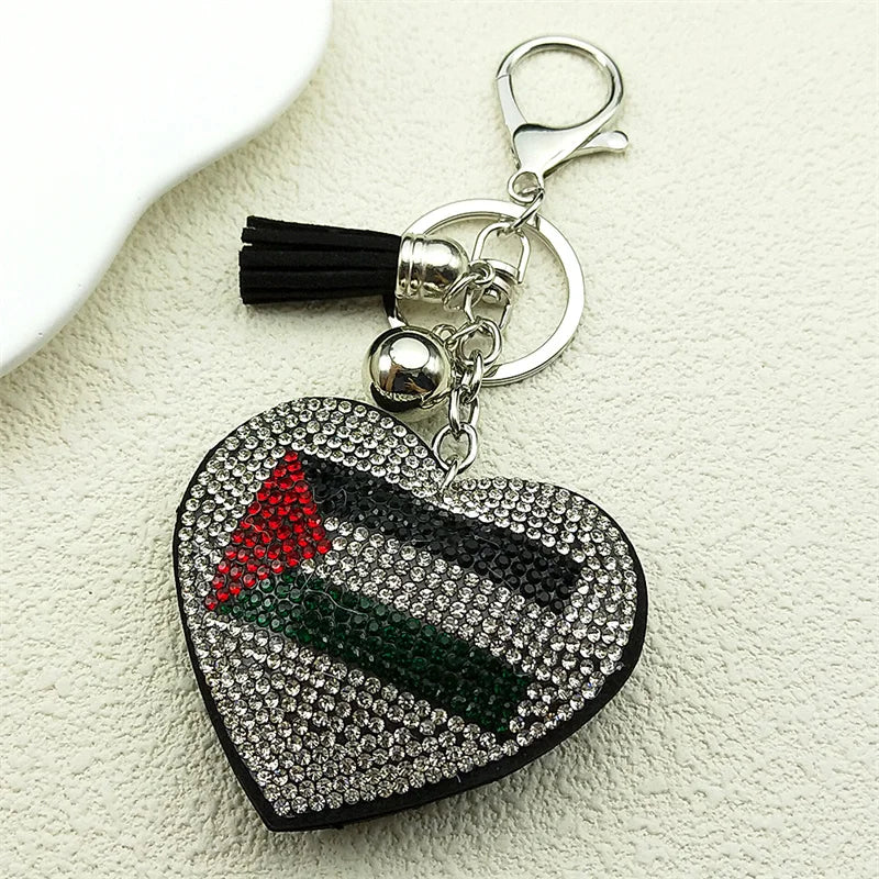 Palestine Flag Full Crystals Heart