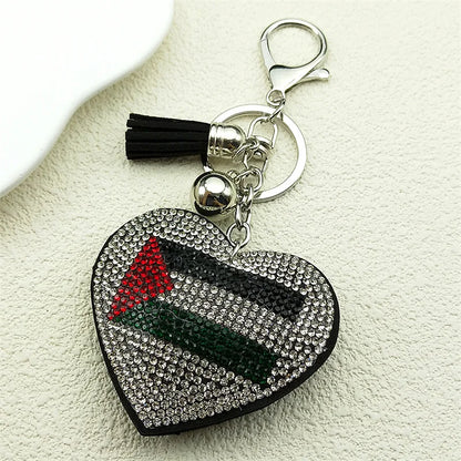 Palestine Flag Full Crystals Heart