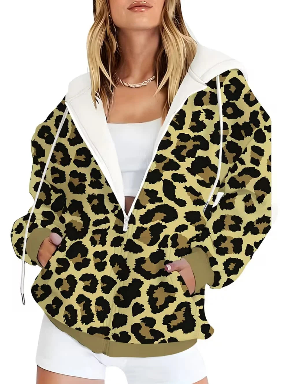 Thin Leopard Zip Hoodie