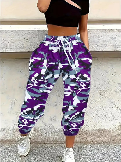 Pink Camo Print Harem Pants
