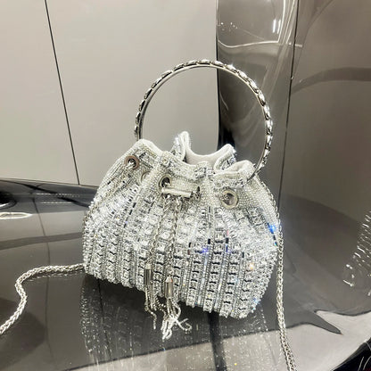 Crystal Rhinestone Bucket Clutch