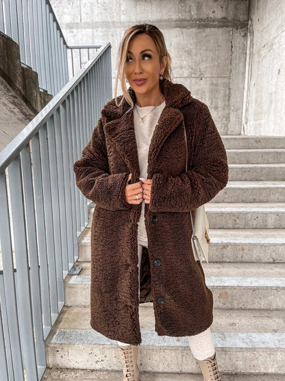 Furry Lapel Long Coat