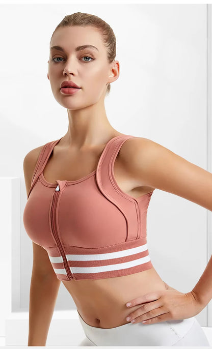 Zipper Front Closure Sports Bra