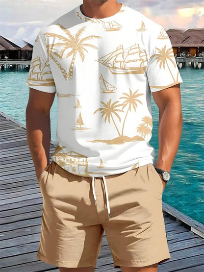 Hawaiian Print T-Shirt Shorts Set