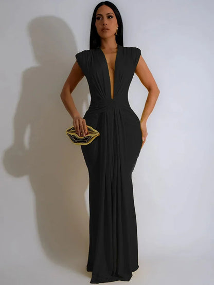 Elegant Ruched Maxi Dress