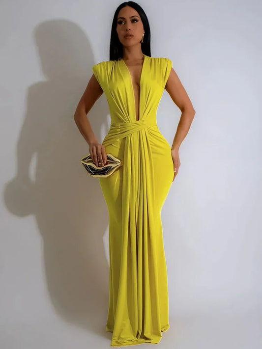 Elegant Ruched Maxi Dress