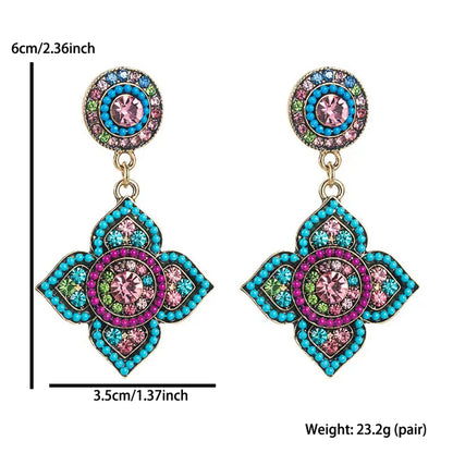 Vintage bohemian rhinestone earring