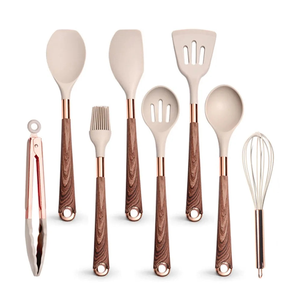 Silicone Khaki Utensils Set For Kitchen