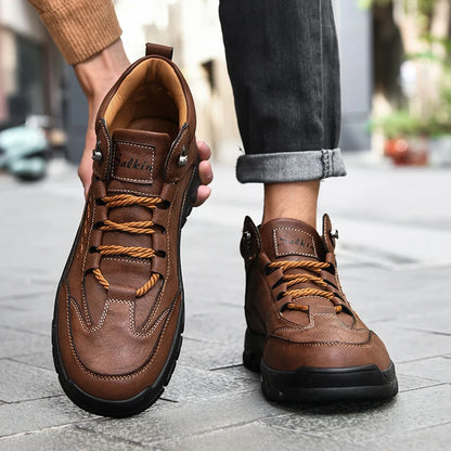 Thick-Sole Round-Toe Hiking Boots