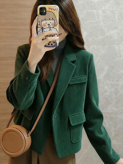 Single-Breasted Corduroy Jacket