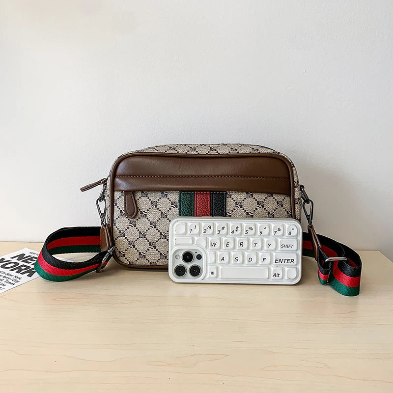 Color Block PU Sling Bag