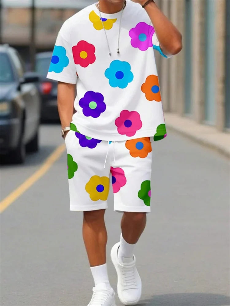 Hawaiian Print T-Shirt Shorts Set