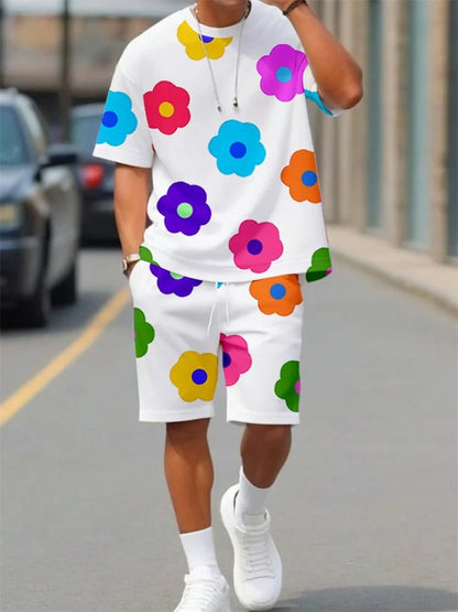 Hawaiian Print T-Shirt Shorts Set