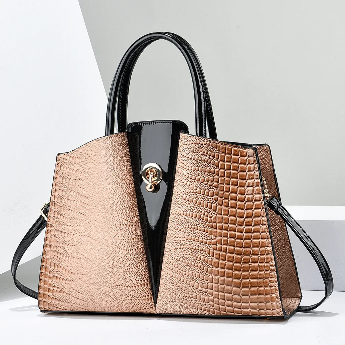 Polyester Solid Zipper Tote Bag