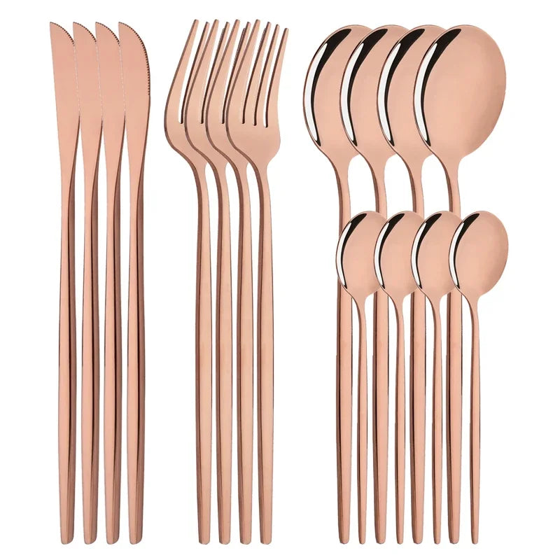Metal Dinnerware Set Rose Gold