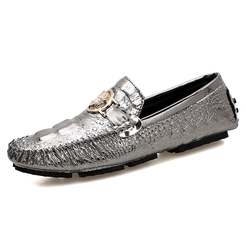 Crocodile Pattern Slip-On Shoes