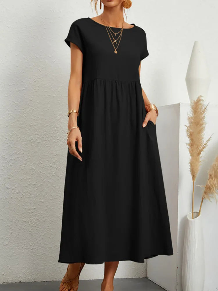 Vintage Solid Summer Dress
