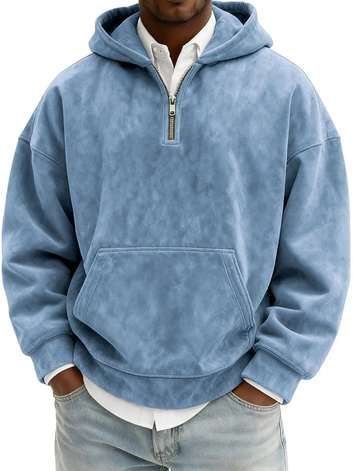 Suede Half-Zip Hoodie