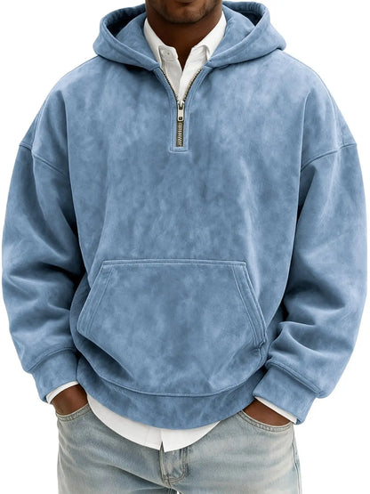 Suede Half-Zip Hoodie
