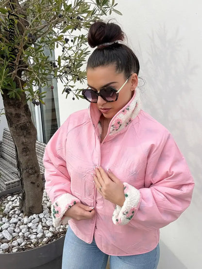 Reversible Floral Sherpa Jacket