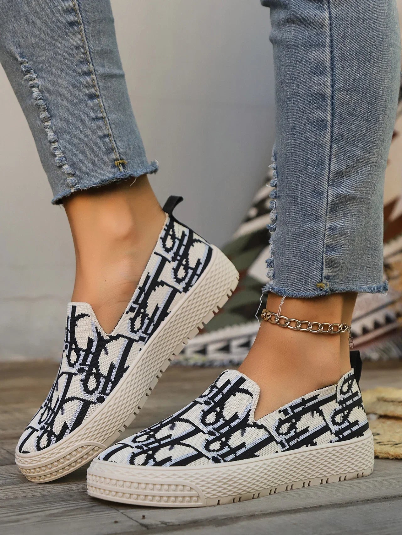 Graffiti Knit Loafers