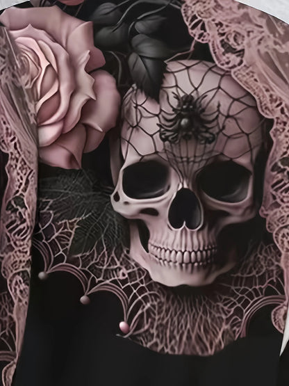Skull Print Baseball Jacket