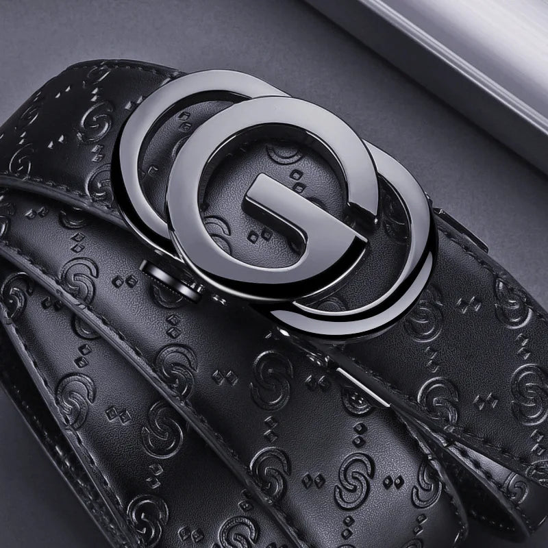 Cowskin Business Belt Automatic Buckle