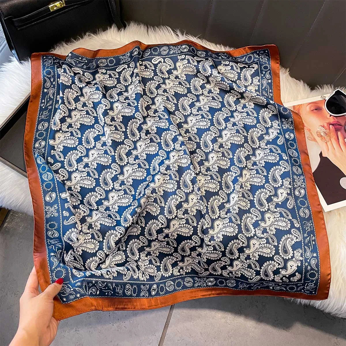 Scarves Shawl Print Satin Scarf