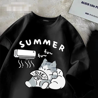 Women Summer Cartoon Print Shirt