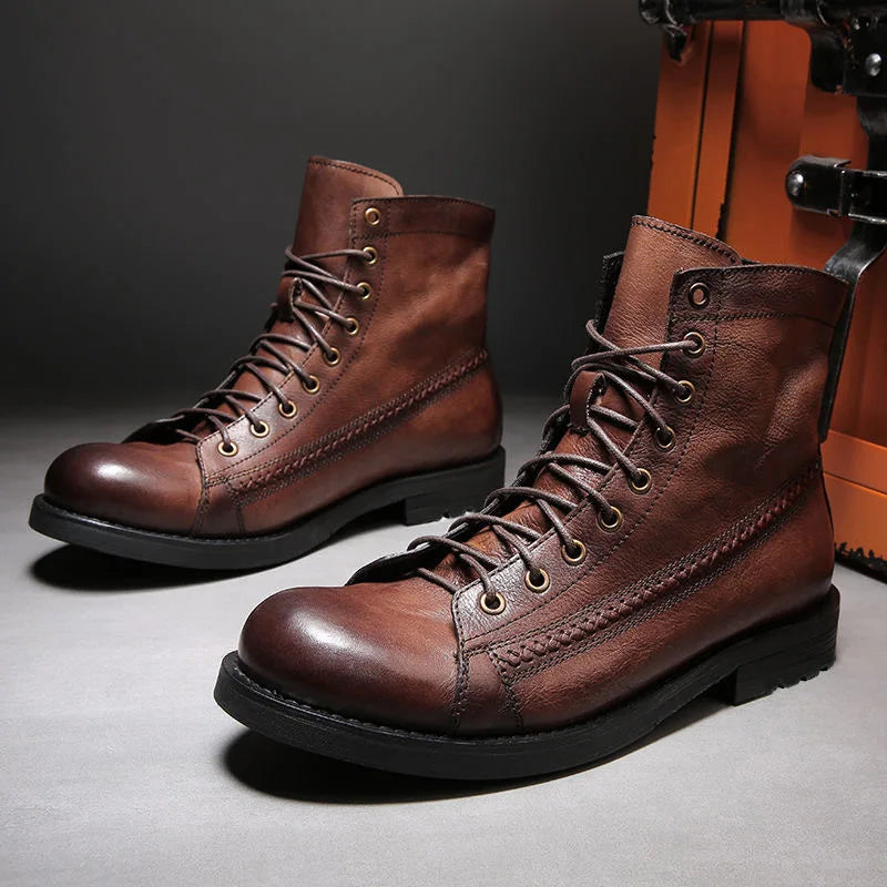 Vintage Leather Platform Boots