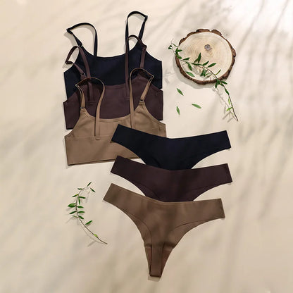 Seamless Ice Silk Bra Set
