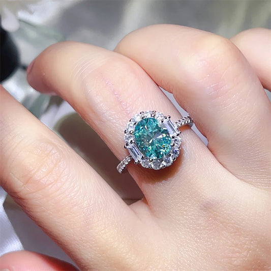 Paraiba Moissanite Band Ring