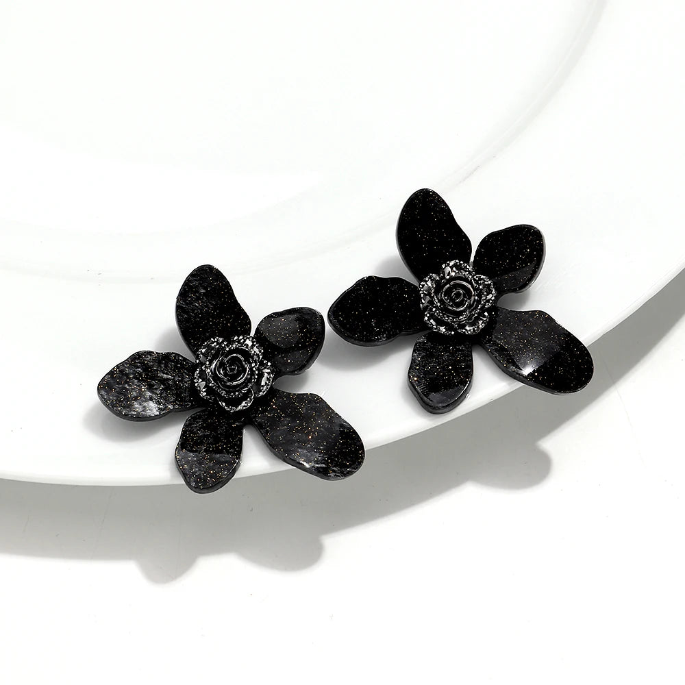 Large flower statement earrings