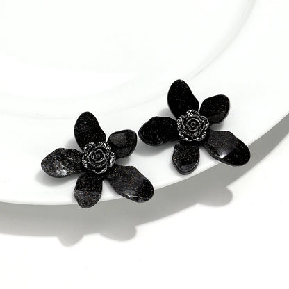 Large flower statement earrings