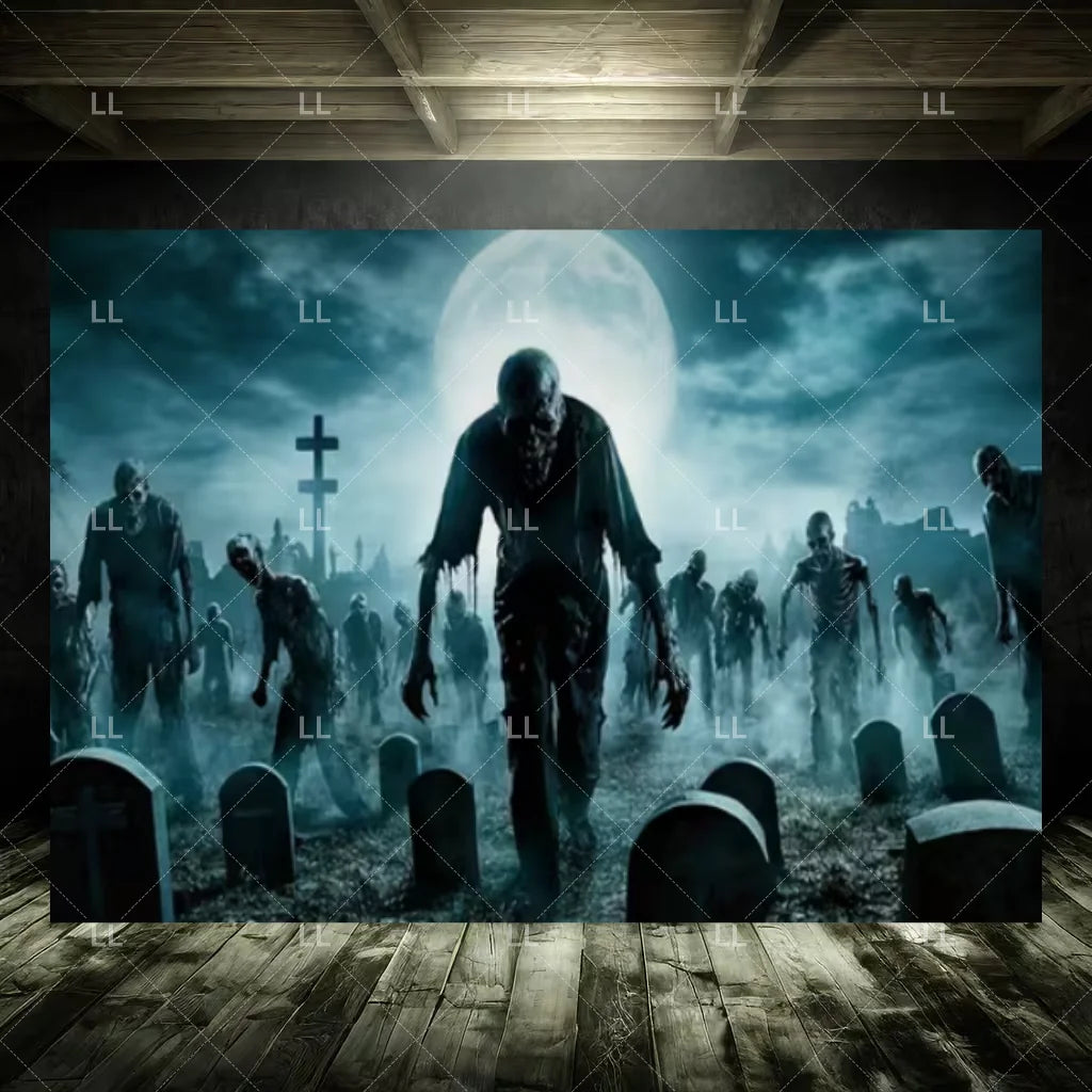 Zombie Explosion Halloween Photography Backdrop