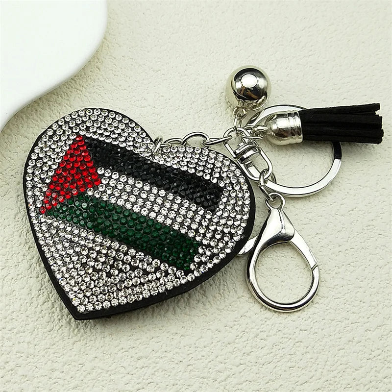 Palestine Flag Full Crystals Heart