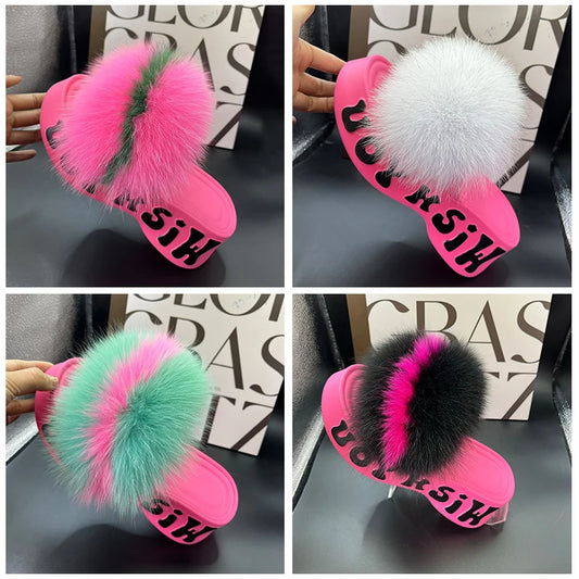 Fur Wedge Party Sandals