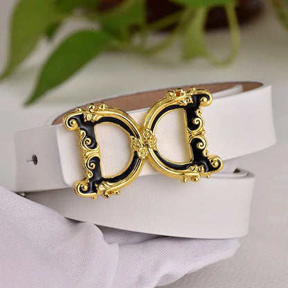 Thin leather fashion belt