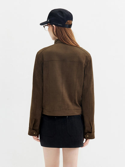 Faux Suede Utility Jacket