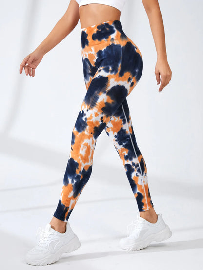 Seamless Tie-Dye Peach Leggings