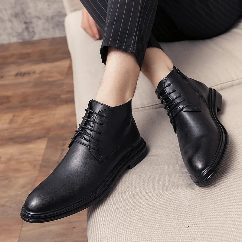 Round-Toe Zippered Ankle Boots