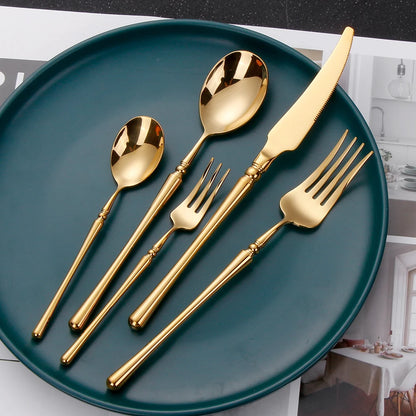 Metal Gold Cutlery Set Tableware